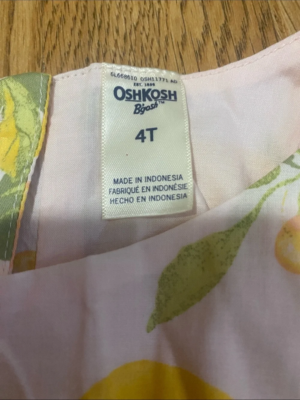 OshKosh B'gosh Lemon Print Tie-Shoulder Dress in Yellow and Green